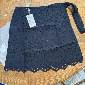 Elegant Black Eyelet Skirt